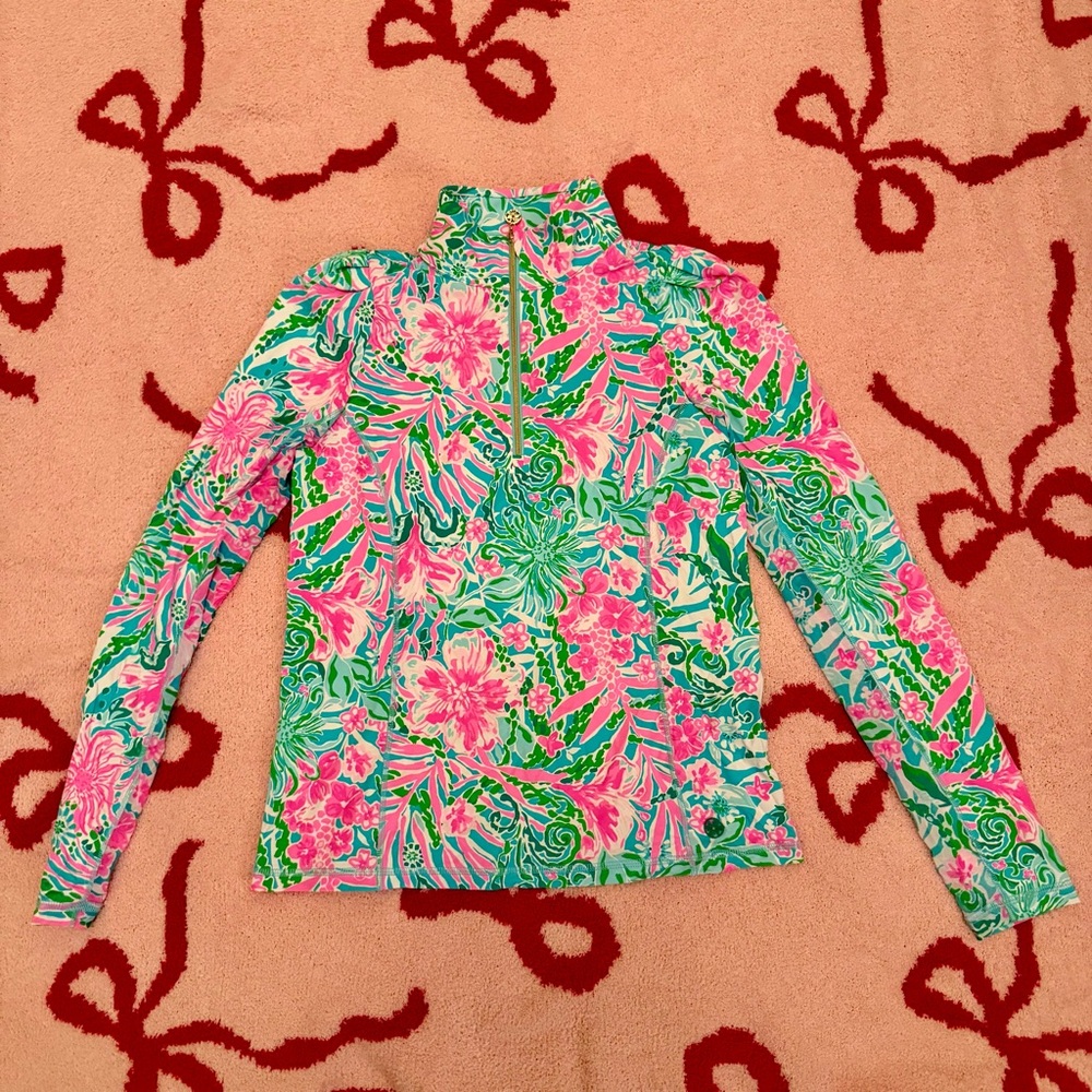 Lilly Pulitzer Luxletic Pink and Green Floral Top